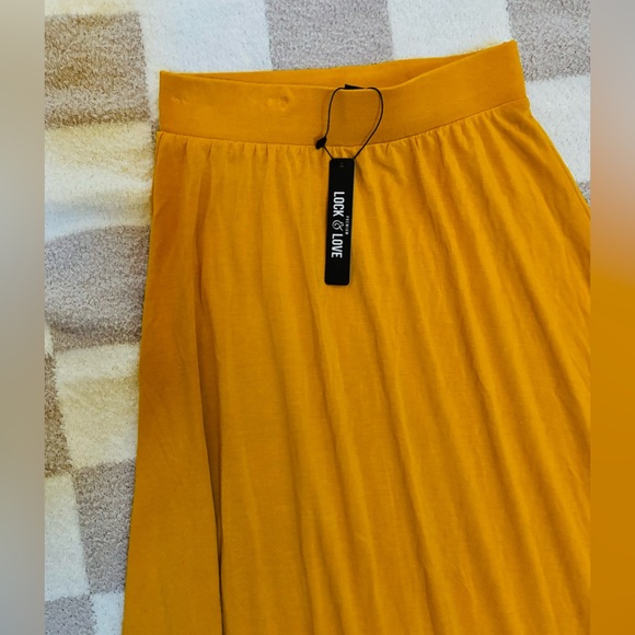 🍂 NWT | Lock & Love | Fall Mustard Amber Yellow Flowy Maxi Skirt XS - Picture 8 of 15